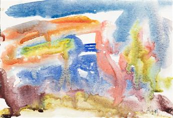 MARY ABBOTT Two abstract watercolors.